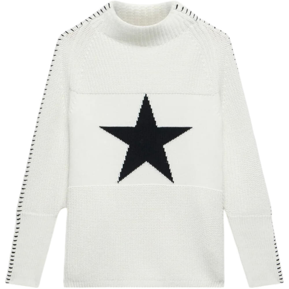 Mint Velvet White Cotton Blend Star Jumper